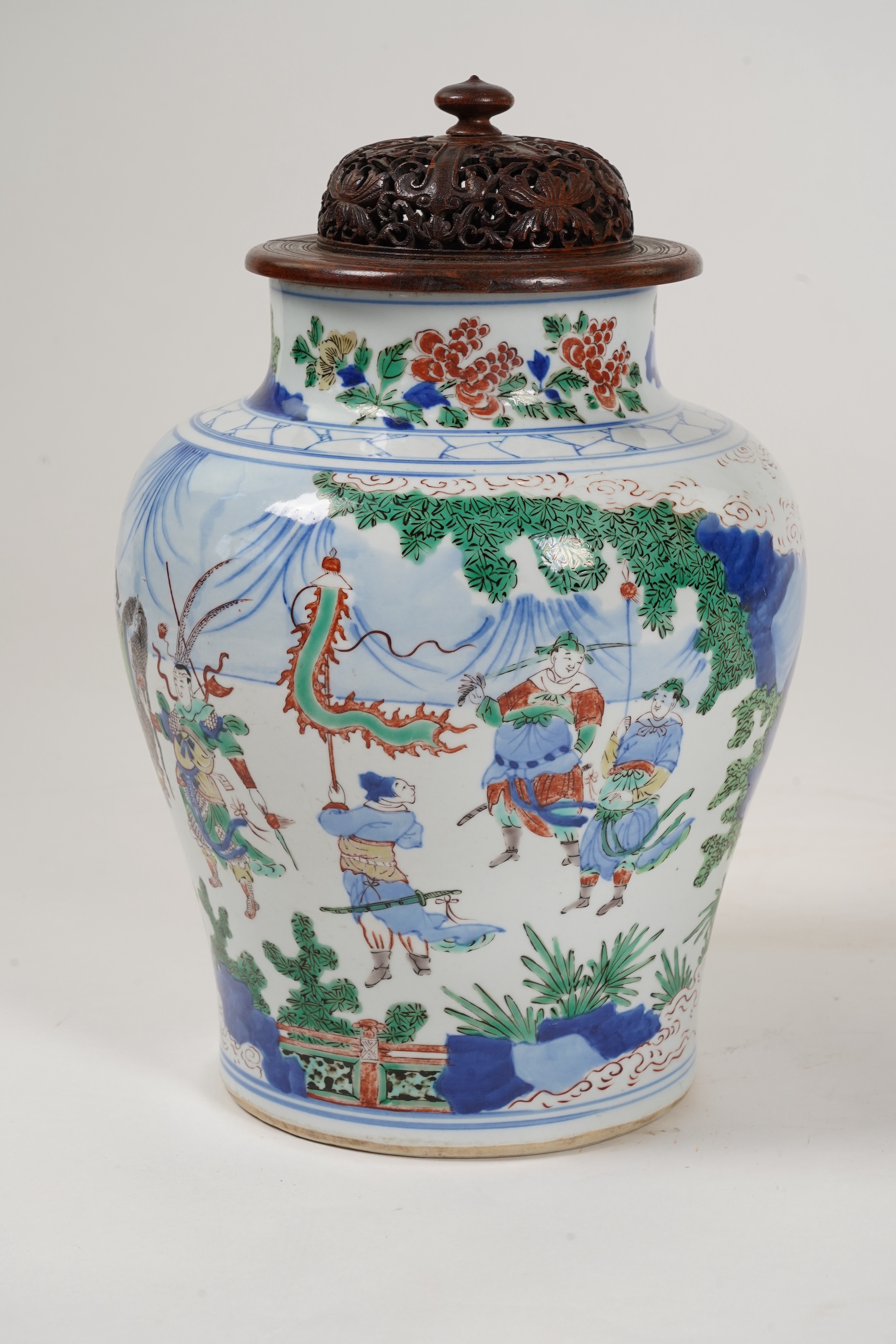 A Chinese wucai baluster jar, possibly Shunzhi / Kangxi period